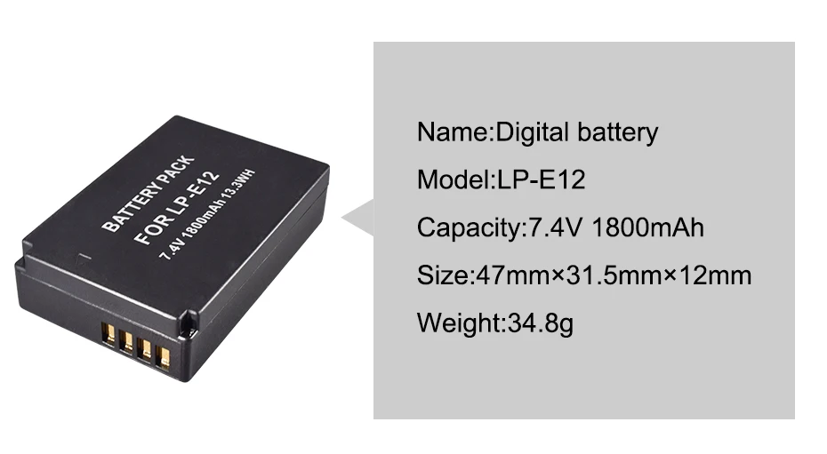 2 шт. 1800 мАч LP-E12 LP E12 LPE12 литий-ионная батарея+ ЖК-USB двойное зарядное устройство для Canon EOS M50 EOS M100 100D Kiss X7 Rebel SL1 камера