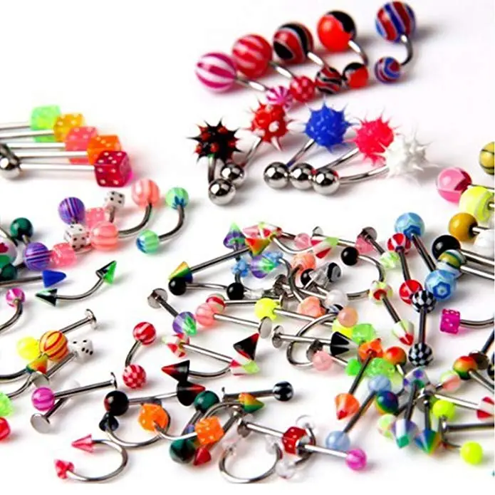 110 шт. Акриловые Кольца для пирсинга бровей живота губ языка кольцо в нос