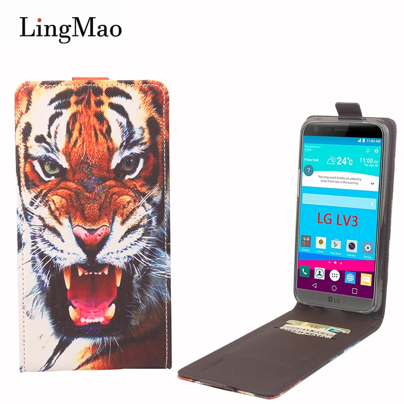 Роскошный кожаный чехол для телефона LG lv3 с 3D Рисунком Тигра вертикальный lv5 Ray L7