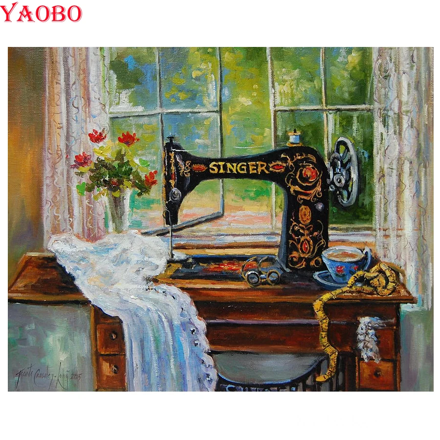 DIY 5d алмазная картина квадратная круглая дрель швейная машина узор вышивка