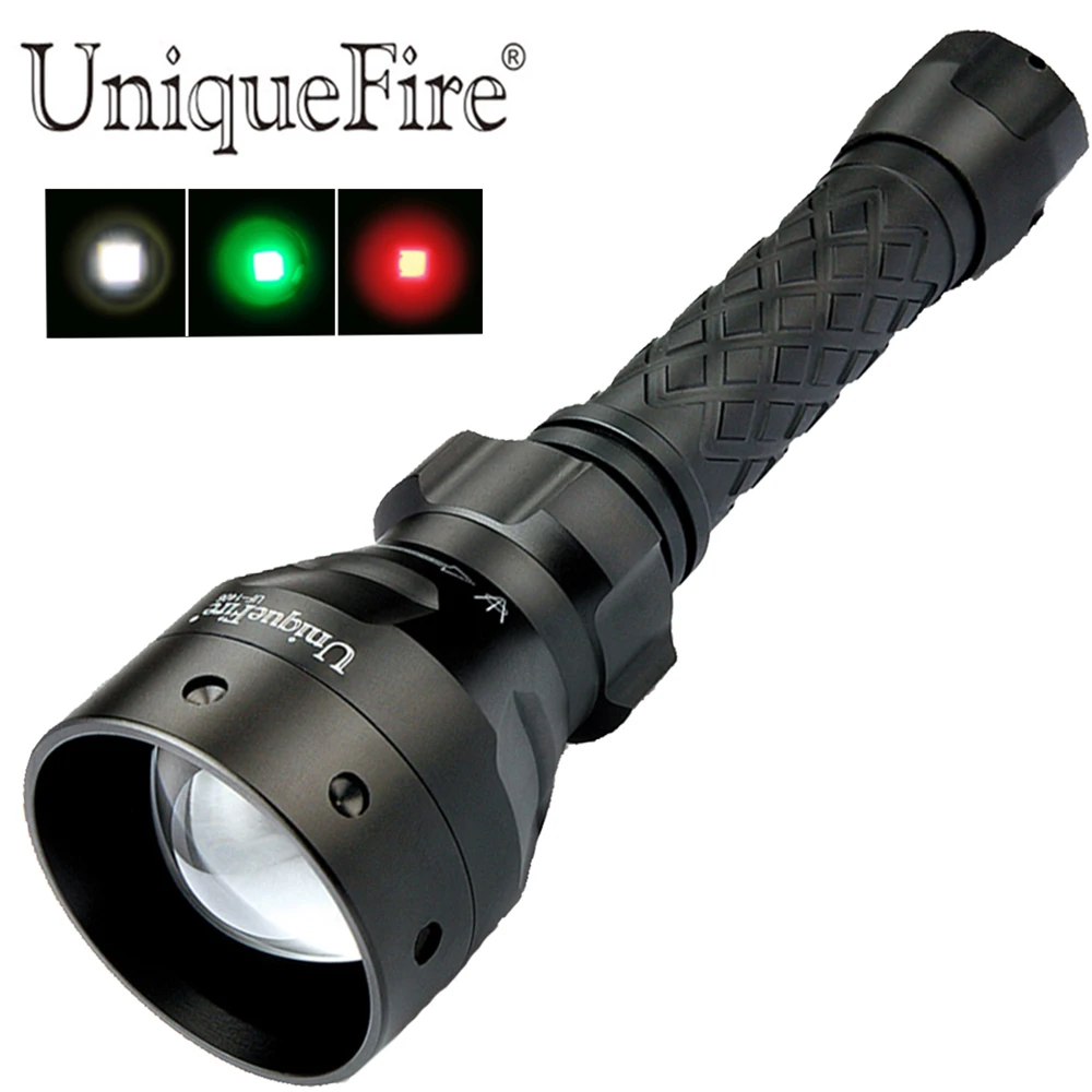UniqueFire UF 1406 зеленый/красный белый свет черный светодиодный фонарь 50 мм выпуклая
