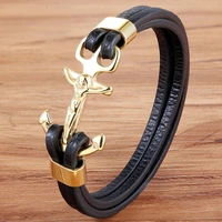 xqni steel color anchor multi layers stitching religions bracelet bangle for male christian charm jewelry for blessing gift