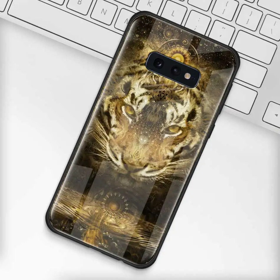 Чехол из закаленного стекла с изображением животных оленя льва для samsung Galaxy S10 S10e S9 S8 S10 Plus Note 9 A50 A30