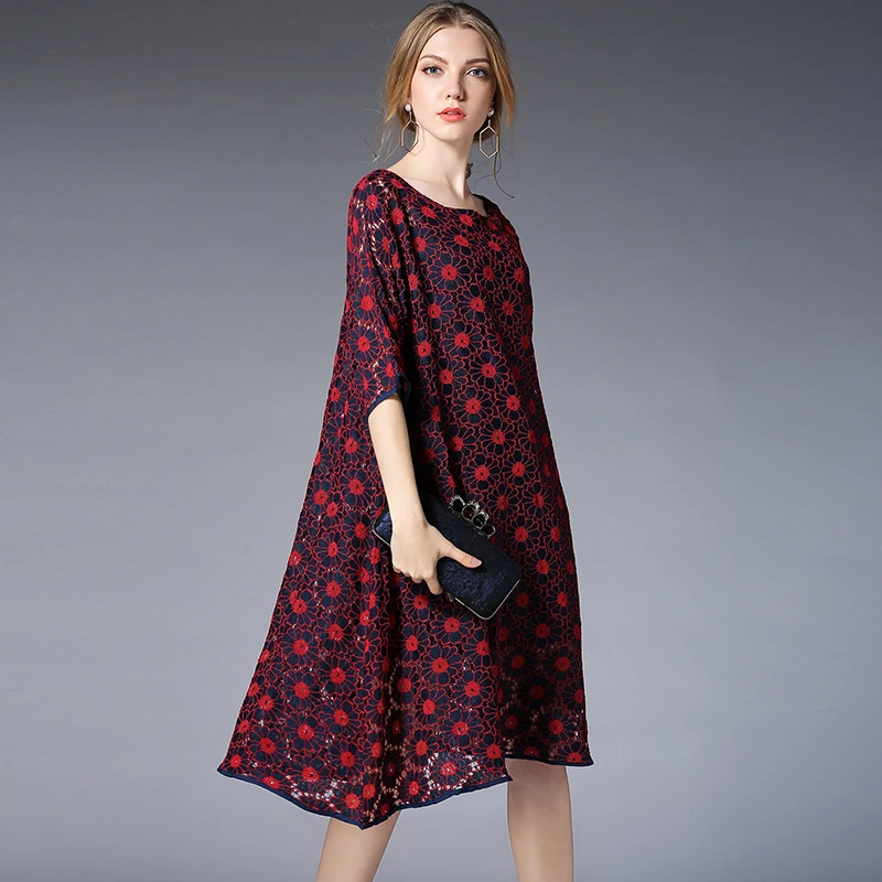 Женское летнее платье 2018 большие размеры женские кружевные вечерние ажурные