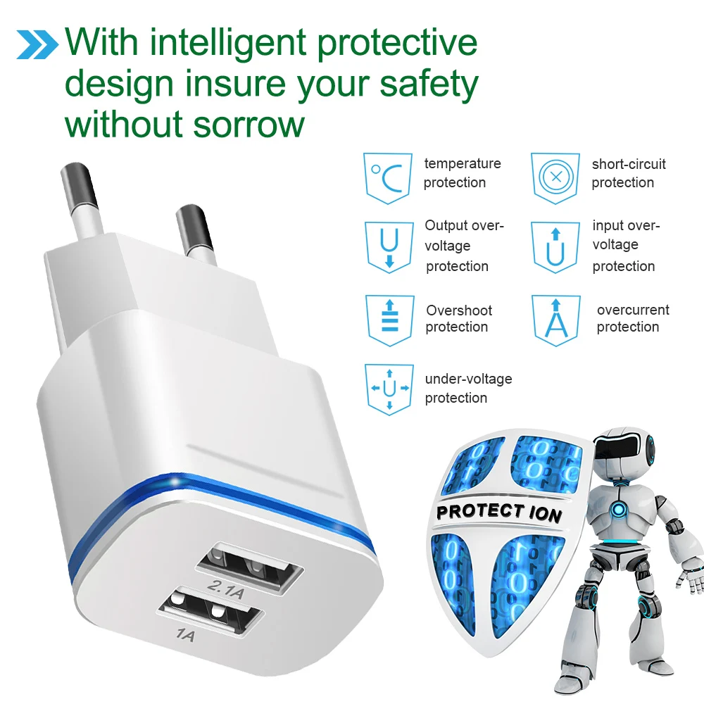 2 порта светодиодный светильник USB зарядное устройство для планшетов samsung ЕС штекер зарядное устройство адаптер для зарядки мобильного телефона для Xiaomi htc USB настенное зарядное устройство s