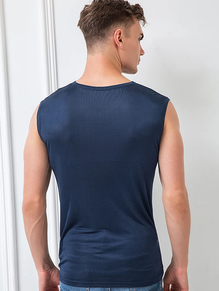 Лето 100% натуральный шелк без рукавов плюс размер майка мужская debardeur homme singlet tanktop