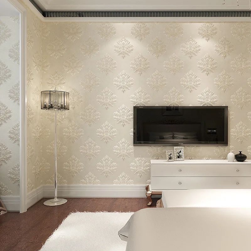 

beibehang Retro European - style Damascus wallpaper 3D pressure three - dimensional living room bedroom background wallpaper