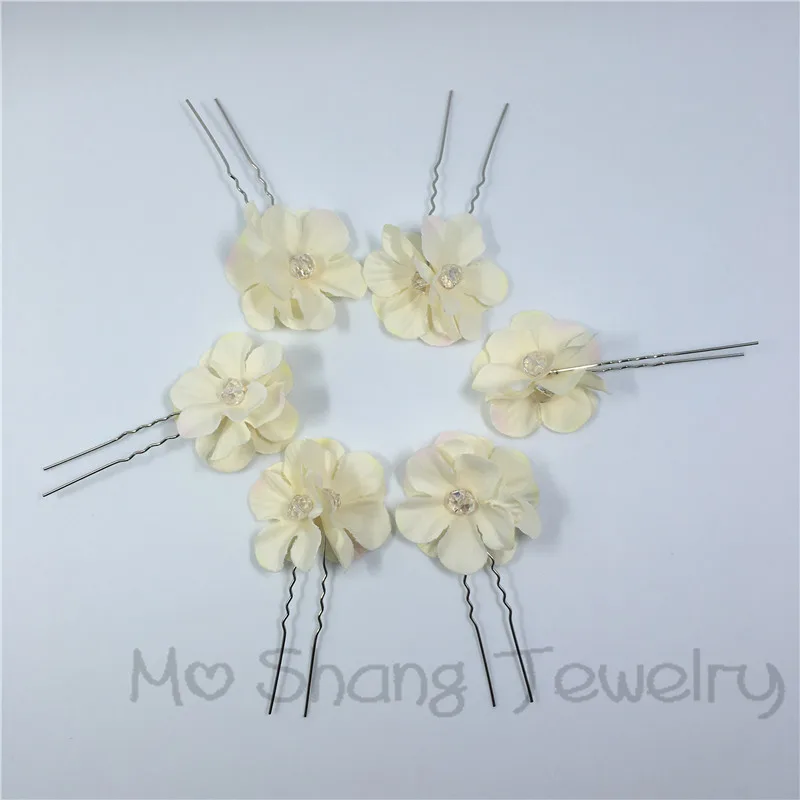 Заколки для волос 6 шт. модные u-образные прозрачные розовые с цветами женщин