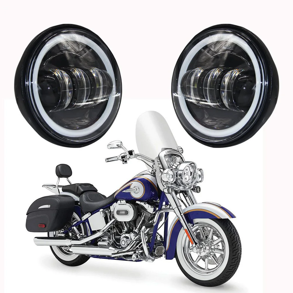 4 1/2" 4.5 Inch for harley Motorcycle LED Fog Light Passing Auxiliary Lamps White Halo Ring For Harley Touring Road king |