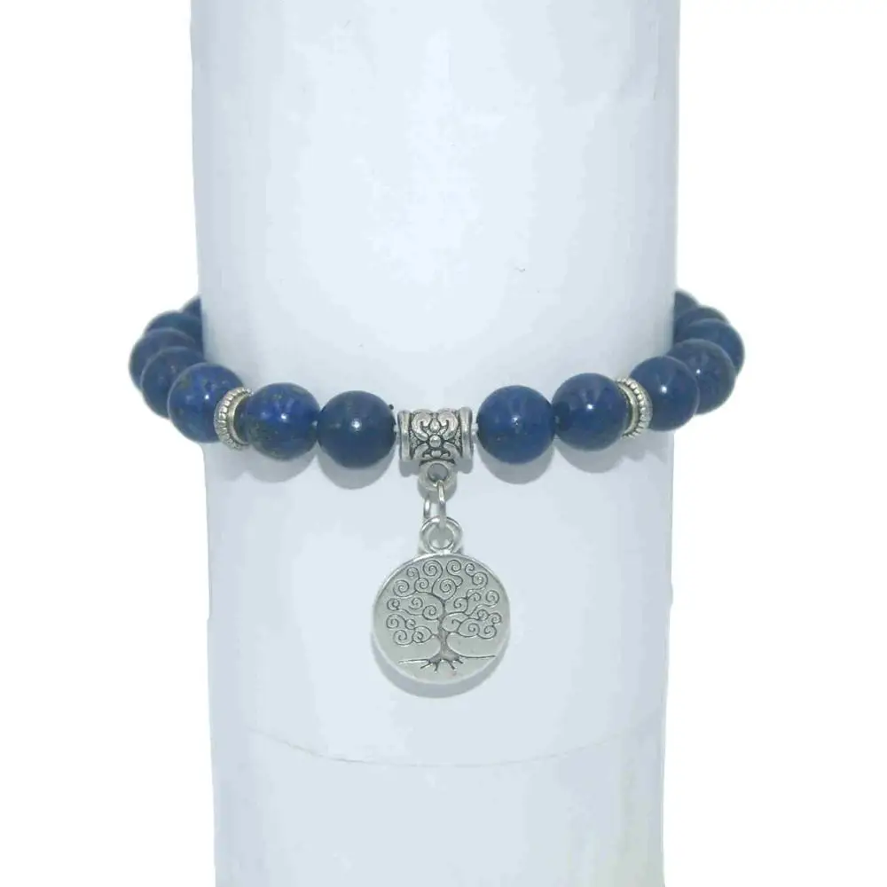 Lapis lazuli Природный камень 8 мм Дерево жизни бусины лазурит тигровый глаз, Агаты мала бусины браслеты для женщин мужчин Йога браслет - Окраска металла: Lapis lazuli
