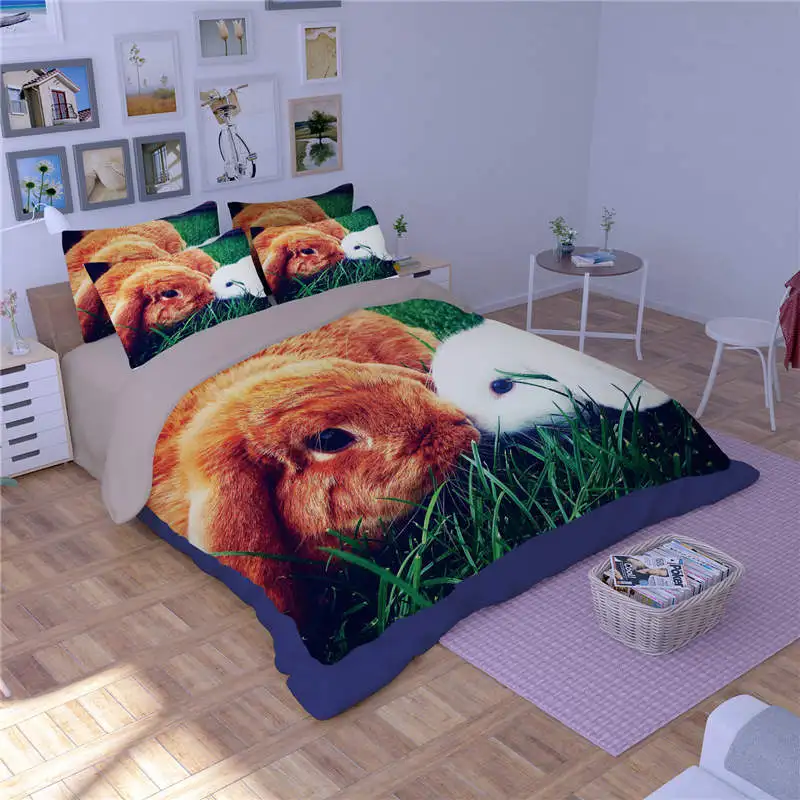 Постельное белье Kiss Rabbit с 3D принтом Комплект постельного белья односпальное