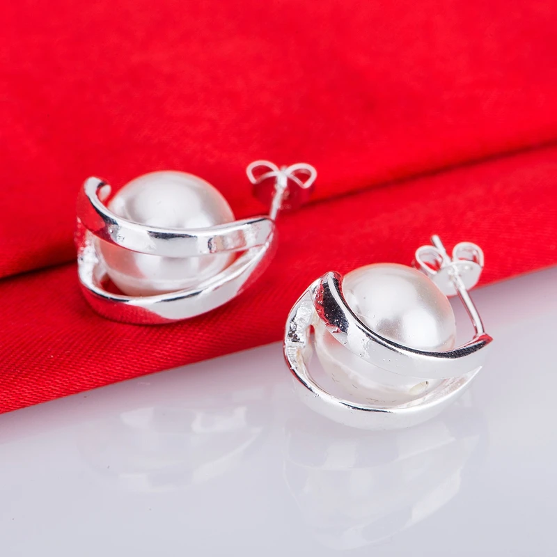 Серьги из бисера блестящие изящные посеребренные 925 пробы ювелирные изделия для