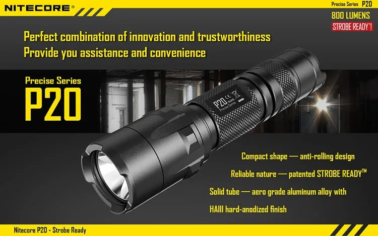 NITECORE P20 тактический светодиодный фонарик водонепроницаемый для кемпинга и охоты портативный+ NTH30B+ 2300 мАч 18650 батарея посылка