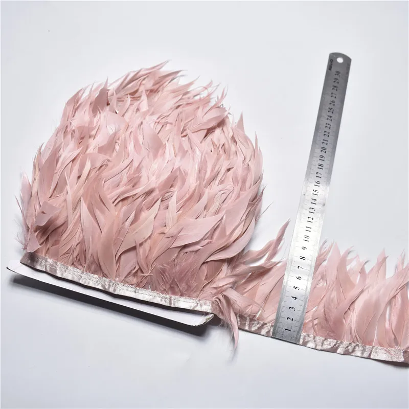 Leather Pink 1 ярдов курица/перо фазана отделка 10-15 см рукоделие красное перо diy Перья для поделки, юбка тонкий свадебное украшение сантехника - Цвет: Leather Pink