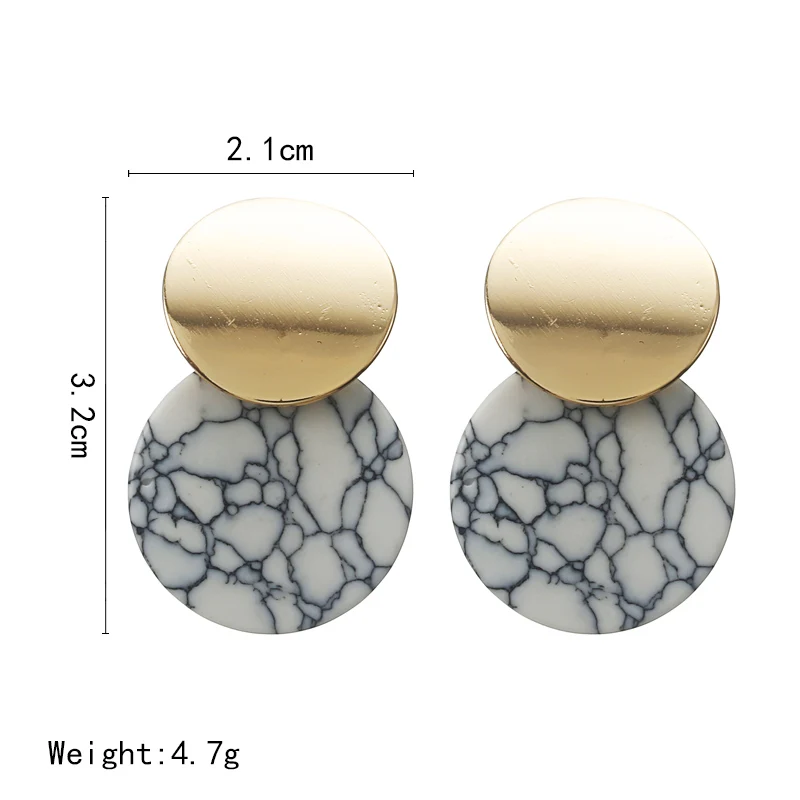 

New Arrival Unique Black Trendy Double Round Drop Earrings With Natual Stones Metal Statement Earrings for Women Fashion Jewelry
