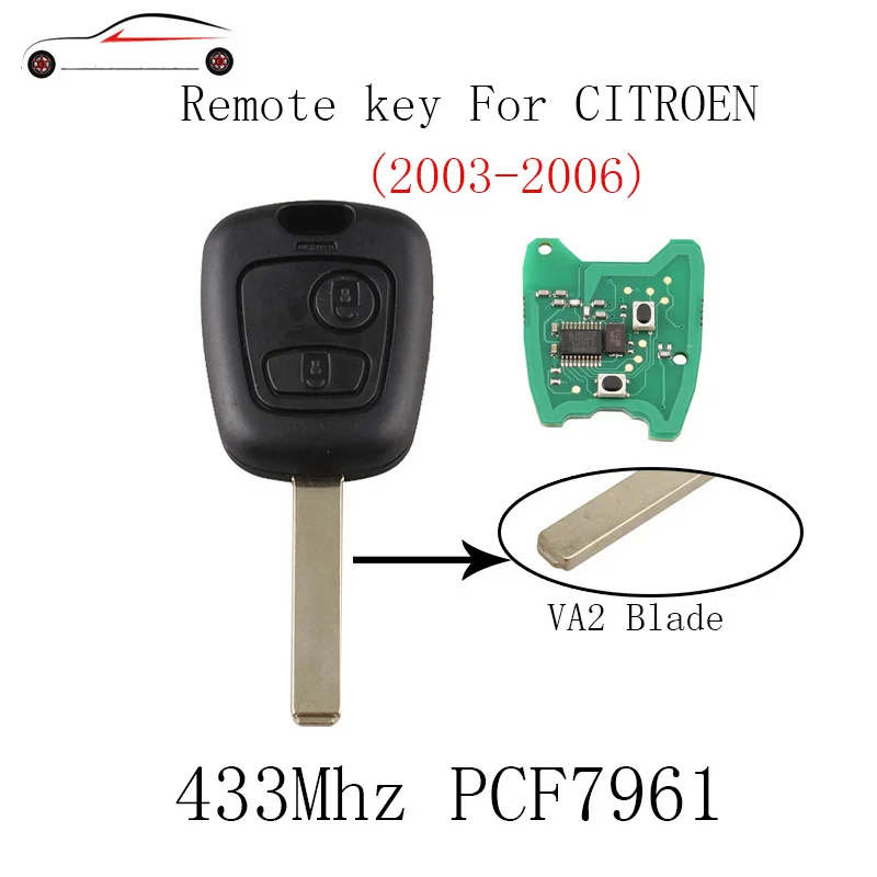 GORBIN 2 кнопки 433 Мгц дистанционный ключ DIY для CITROEN C2 C3 2003 2004 2005 2006 транспондер чип