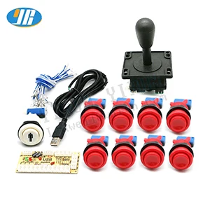Аркадная игра diy части для DIY Raspberry pi 1 2 3 Mame Нулевая задержка USB энкодер 8 способ джойстик в американском стиле 28 мм Кнопка - Цвет: 1 player red