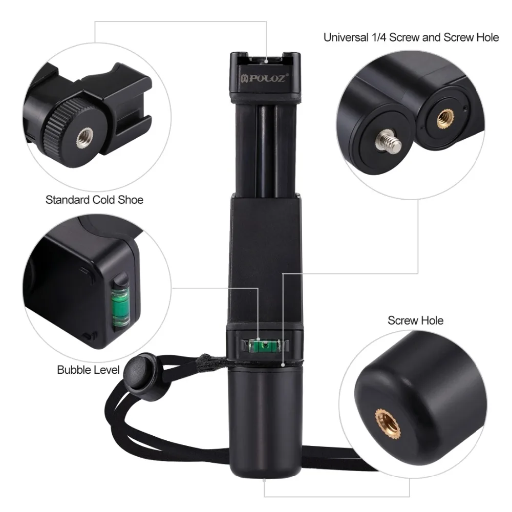 PULUZ F-Mount ручка для смартфона с ремешком на запястье, адаптер для крепления штатива и Холодный башмак для Led видео светильник и Microp