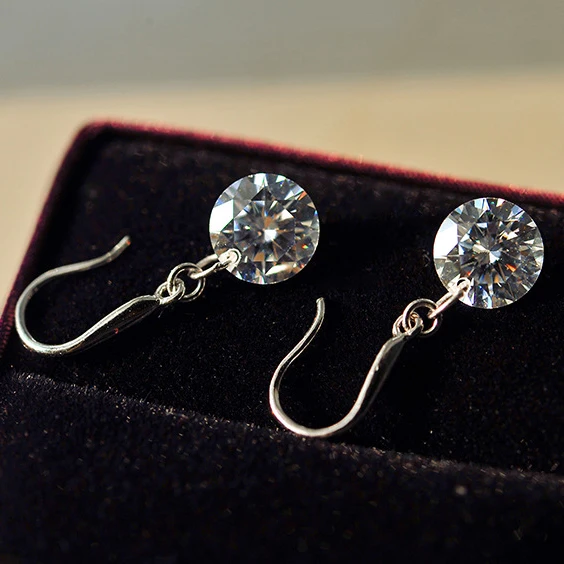 Женские серьги из серебра 925 пробы с фианитом|diamond earrings|plated earringsearrings for women |