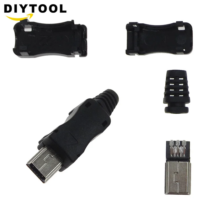

10 pcs/lot USB Male 5 Pin With Sheath Plastic Shell Micro USB Connector Jack Tail Phone Plug Mini Sockect Terminals Cover Solder