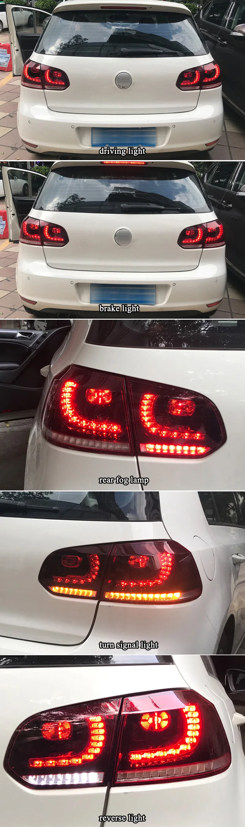 Автомобильный светодиодный задний светильник, задний светильник для Volkswagen Golf 6 2009-2013 MK6 R20, задний противотуманный фонарь+ тормозной светильник+ Реверс+ Динамический сигнал поворота