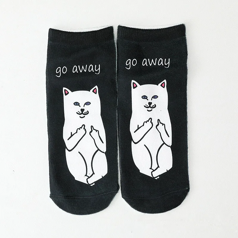 1 пара осенне-зимних женских Хлопковых Носков, художественные забавные чужеродные планеты, креативный Забавный мультяшный Кот, дышащие носки