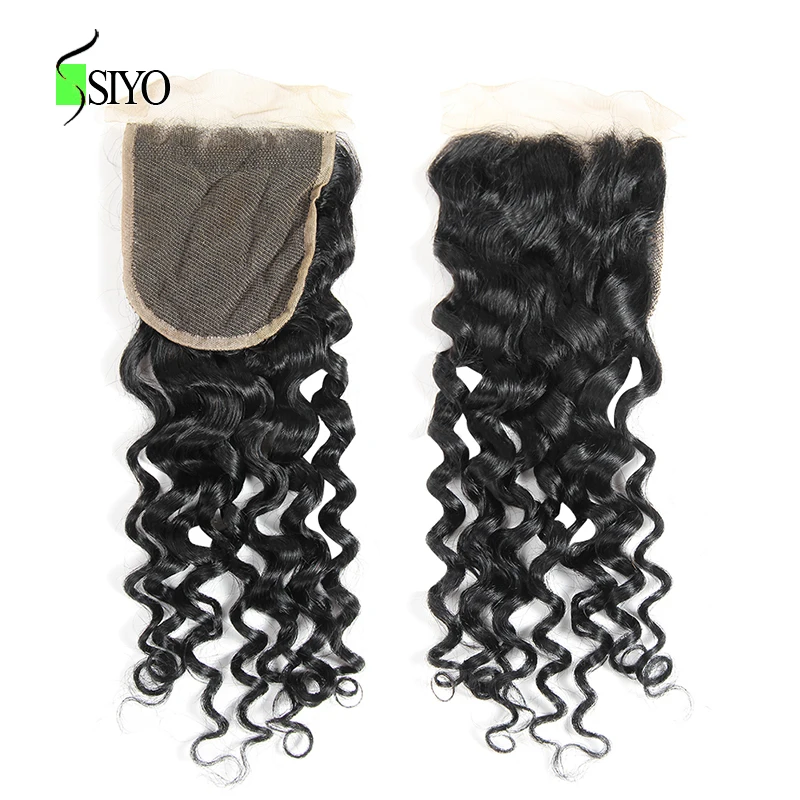 Волна воды 3 Связки с закрытием монгольские волосы Weave SIYO человеческие remy