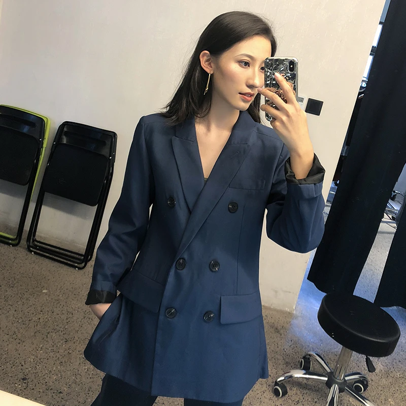 Женский костюм женский модный тонкий повседневный маленький костюм куртка+ брюки OL профессиональный комбинезон модный костюм из двух предметов