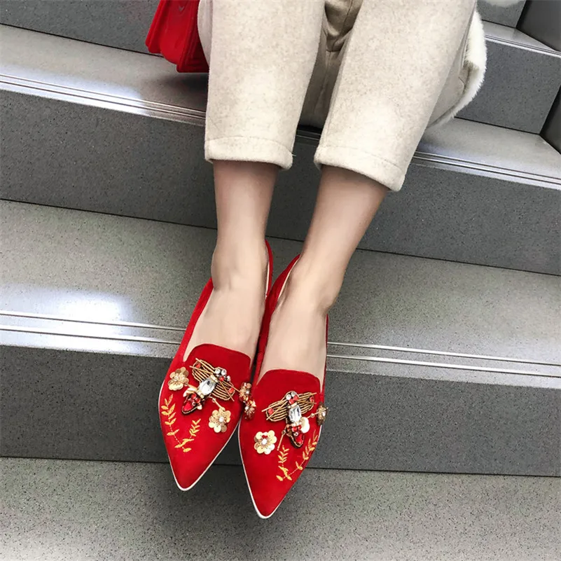 

CONASCO Women Pumps Embroider Decoration Fashion Shoes High Quality Kid Suede Pumps Spring Summer High Heels Shallow Shoes Woman