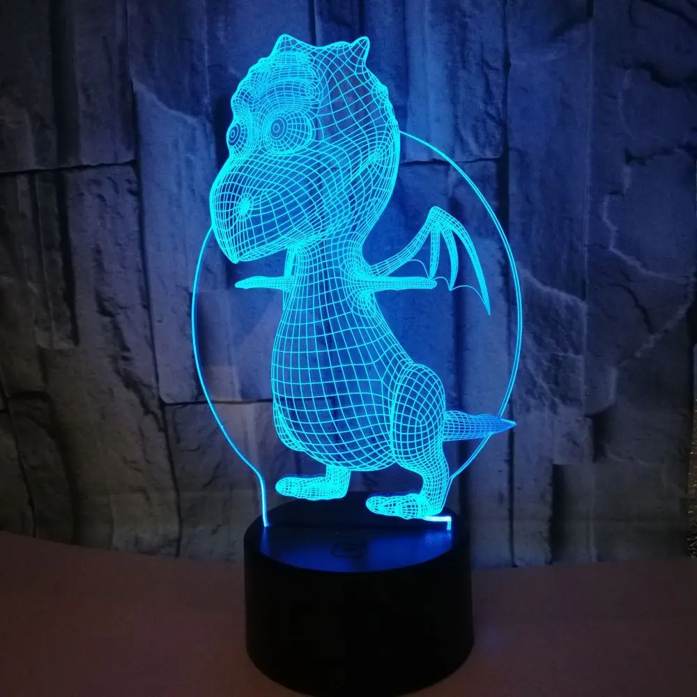 Милый динозавр 3D ночник с USB LED Настольная лампа Дистанционное Сенсорное