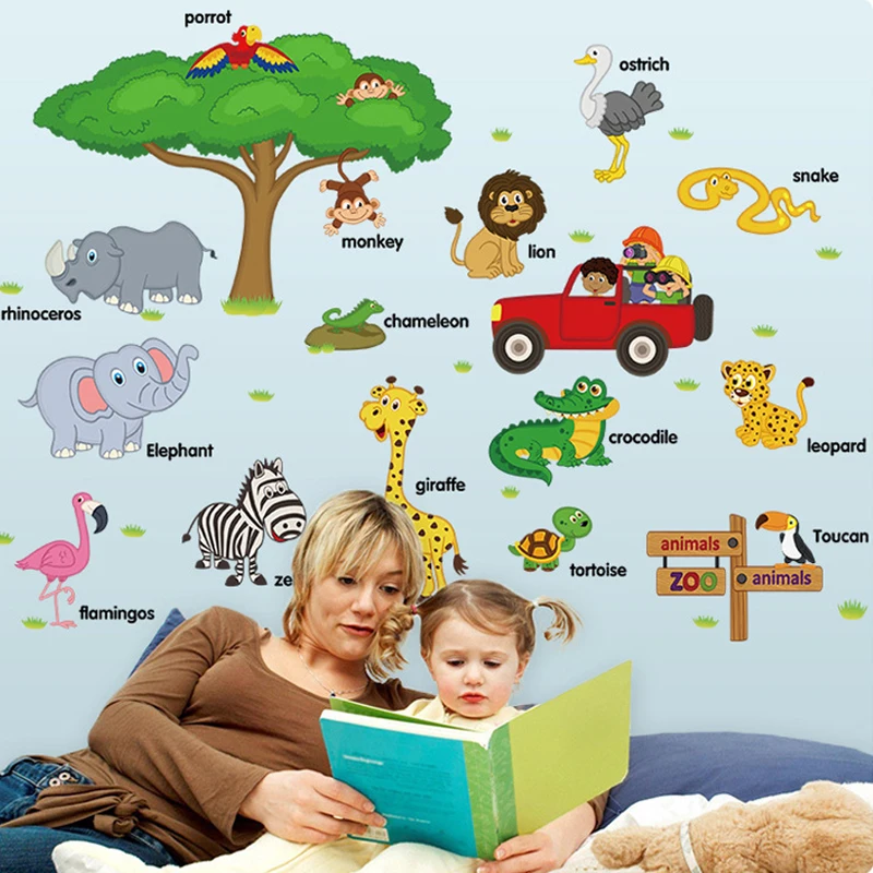 3d обои мультфильм Симпатичные Зоопарк Английское название декоративные