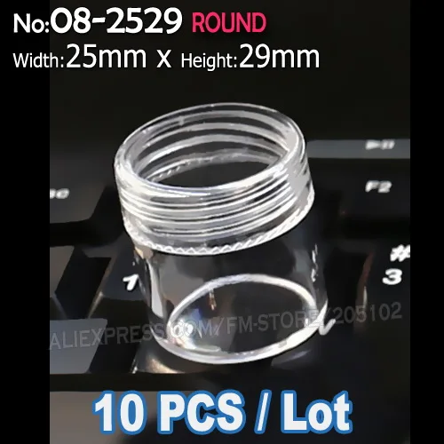 25x29mm 10pcs Прозрачная Круглая Коробка разных размеров, пластиковый чехол для органайзера, инструмент для рукоделия, аксессуары для украшения ногтей, бусины, камни, контейнер для рукоделия, хранение - Цвет: 25x29mm 10pcs