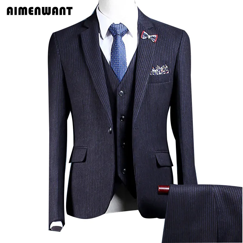 

AIMENWANT New Mens Suits Wedding Prom 3-Piece (Blazer+Trousers+Waistcoat) Single Breasted Professional Suit uk Dinner Suit Gift