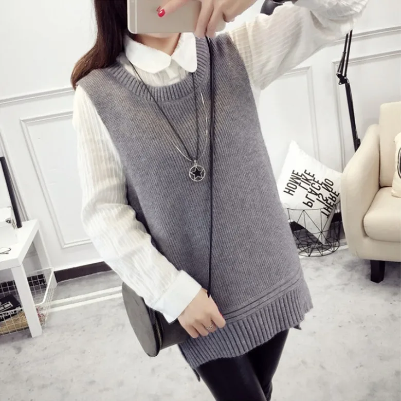 Spring and Autumn New Arrival Women Fashion O-neck Knitting Vest Korean Style Female Elegant Casual Sweater | Женская одежда