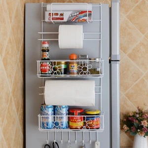 Стойка для холодильника на присоске, многофункциональная полка с крючком, органайзер для пространства, держатель для кухонных крючков, полка для хранения бутылок