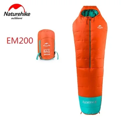 EM200 ORANGE Naturehike спальный мешок для кемпинга-10~ 10 градусов Цельсия, хлопковые спальные мешки для взрослых - Цвет: EM200 ORANGE