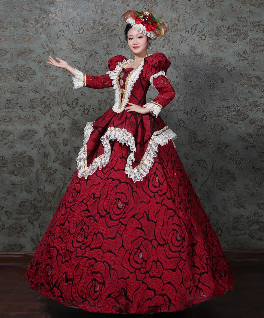 Красный Rococo платье Мария Антуанетта принтом Цветочное без рукавов в стиле