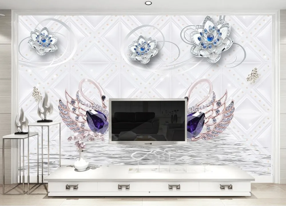 3D обои стерео украшения цветок лебедь для гостиной роскошный диван спальня ТВ