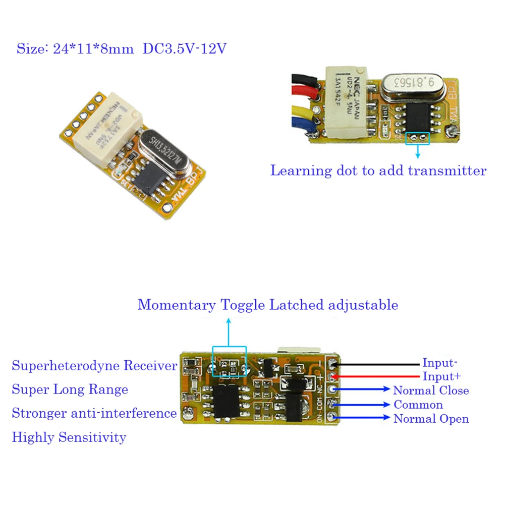 3 5 V 7 5V 9V 12V 24V 315/433 МГц 1CH мини реле Беспроводной дистанционного Управление RF