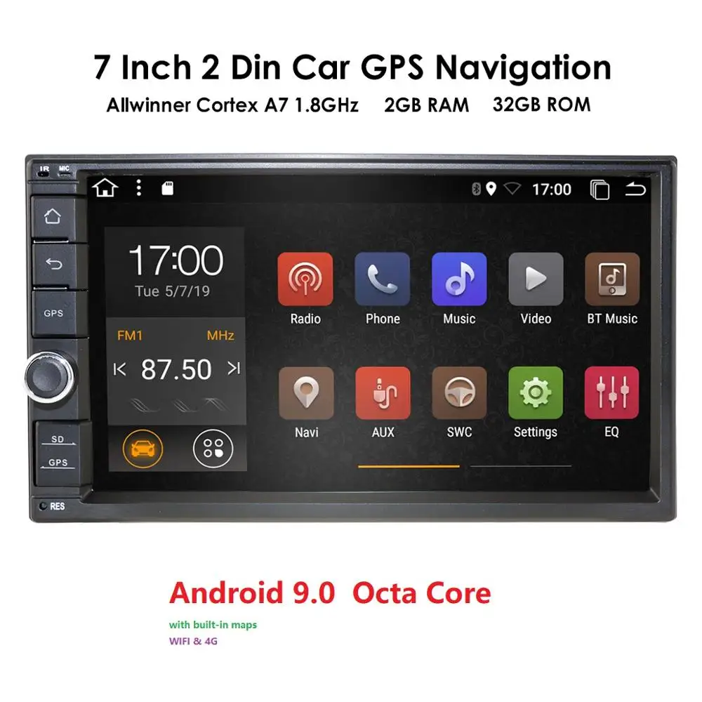 7''Android 9 0 8OctaCore 2 грамм 32 ГРОМ автомобильный без DVD Радио 2din универсальный GPS