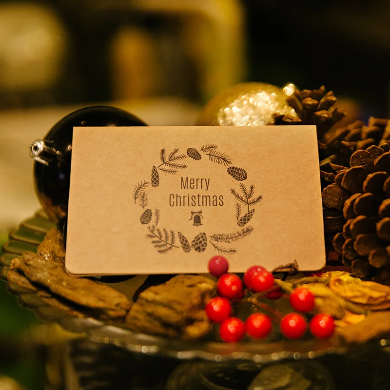 10 наборов Рождественская Классическая крафт-бумага лося сосновый конус тема