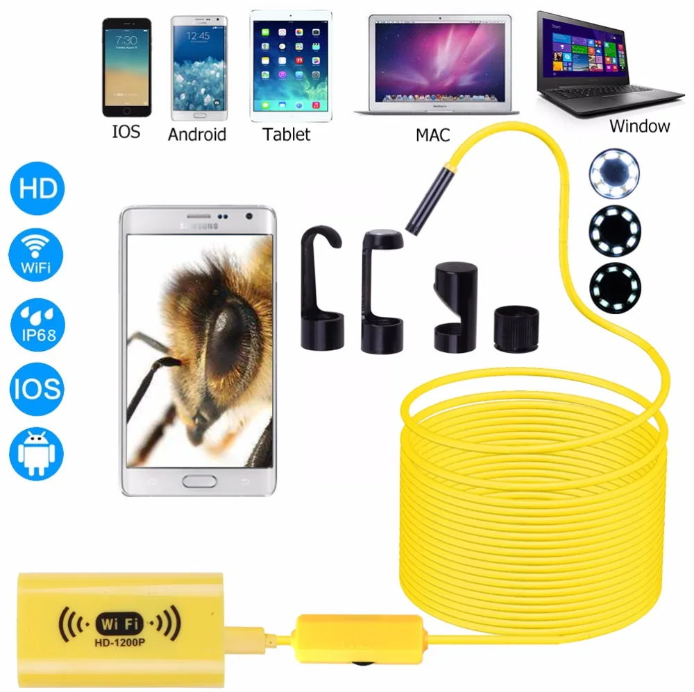 HD 1200P Беспроводной 2MP WI FI эндоскоп для Windows/мобильный телефон 1 м/2 м/3 5 м/5 м/10 м|wifi