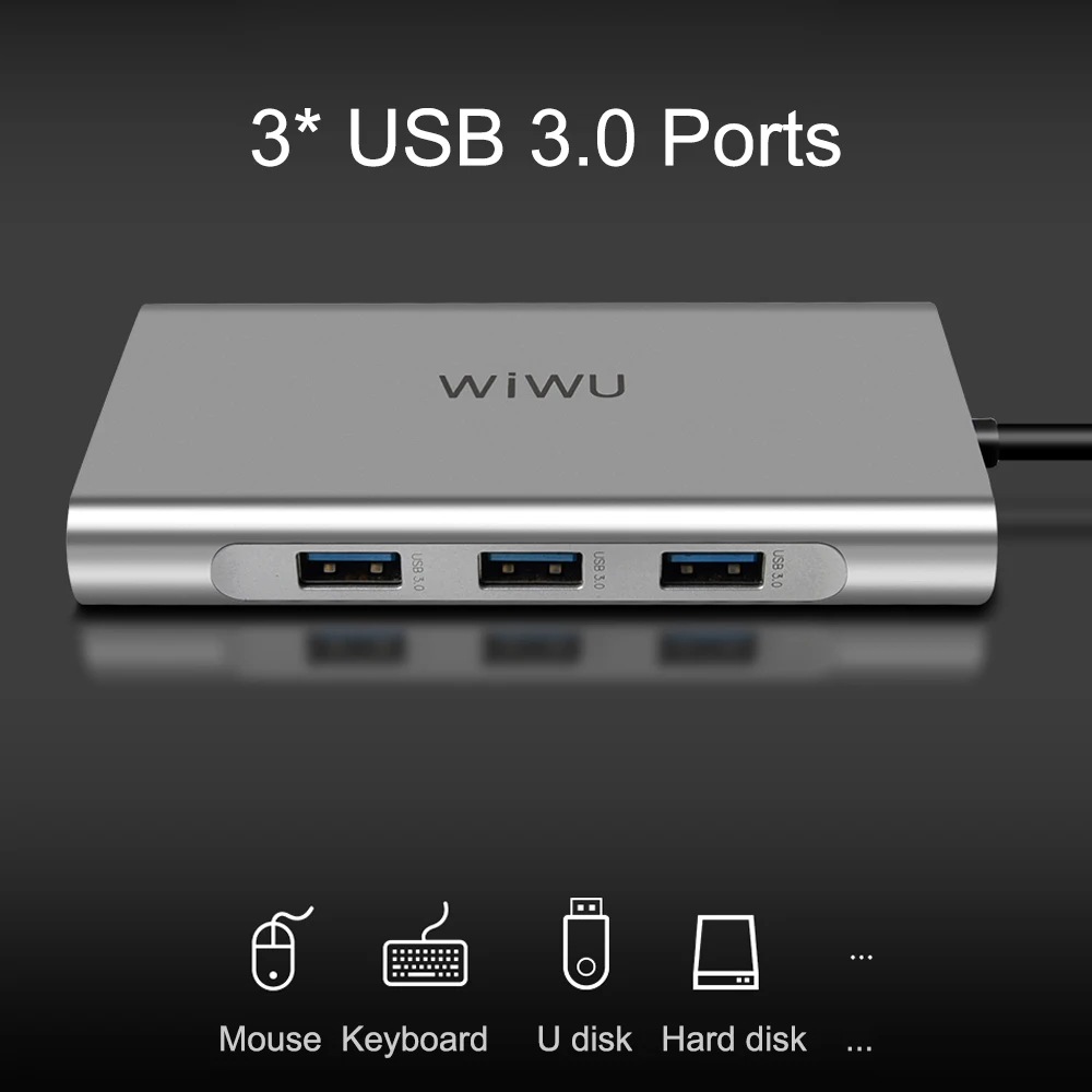 WIWU 10 в 1 USB концентратор для MacBook C к VGA/RJ45 Thunderbolt 3 адаптер Dell/Samsung/Huawei P20 Pro Type c 0
