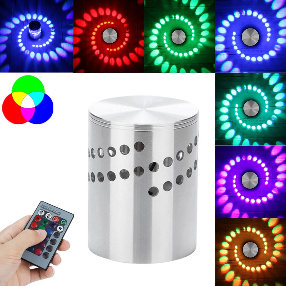 A Высококачественный цветной RGB спиральный настенный светильник с отверстием для поверхностного монтажа светодиодный светильник освещение Прямая - Испускаемый цвет: A