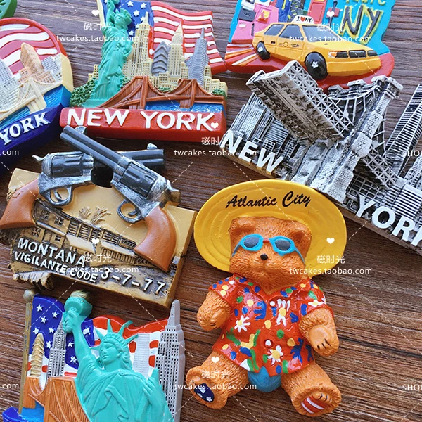 Europe United States New York Tourist Memorial Landscape Fridge Magnets 3D Magnet Sticker Travel Souvenir Kitchen Decoration | Дом и сад