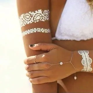 Новый стиль боди-арт тату-наклейки блестящие металлические золотые серебряные