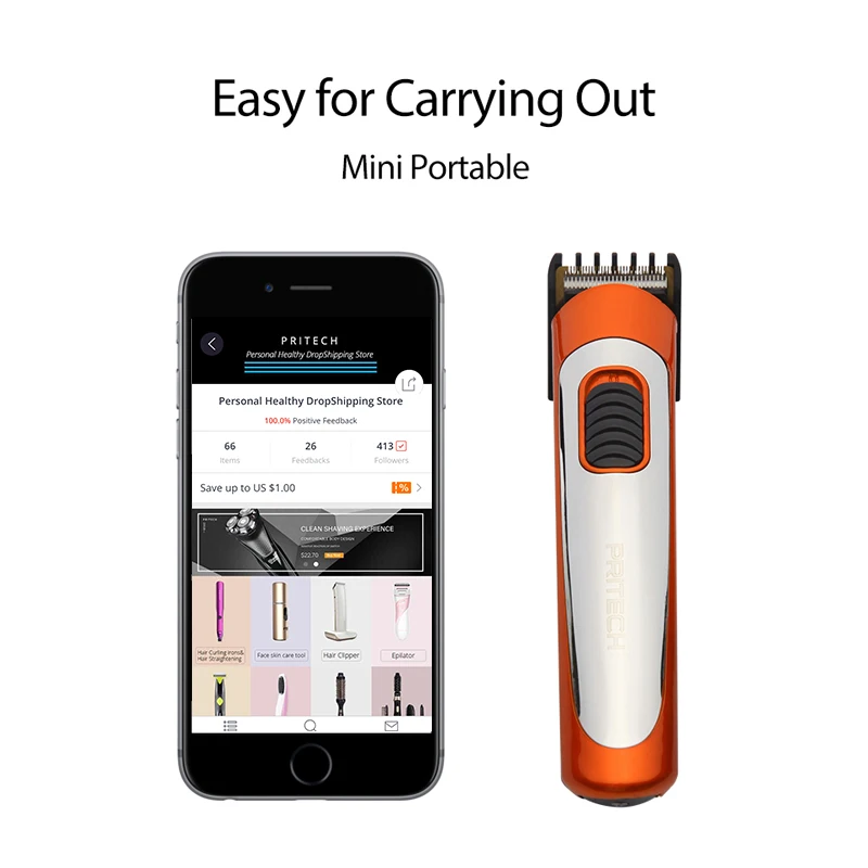 Портативный перезаряжаемый машинка для стрижки волос PRITECH профессиональный