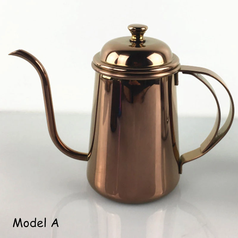 Model A Кофейник с мелким горлышком, чайник, более узкая ручная тупая кастрюля, капельный заваренный кофейный фильтр, чайник, горшок 304 из нержавеющей стали, 650 мл - Цвет: Model A