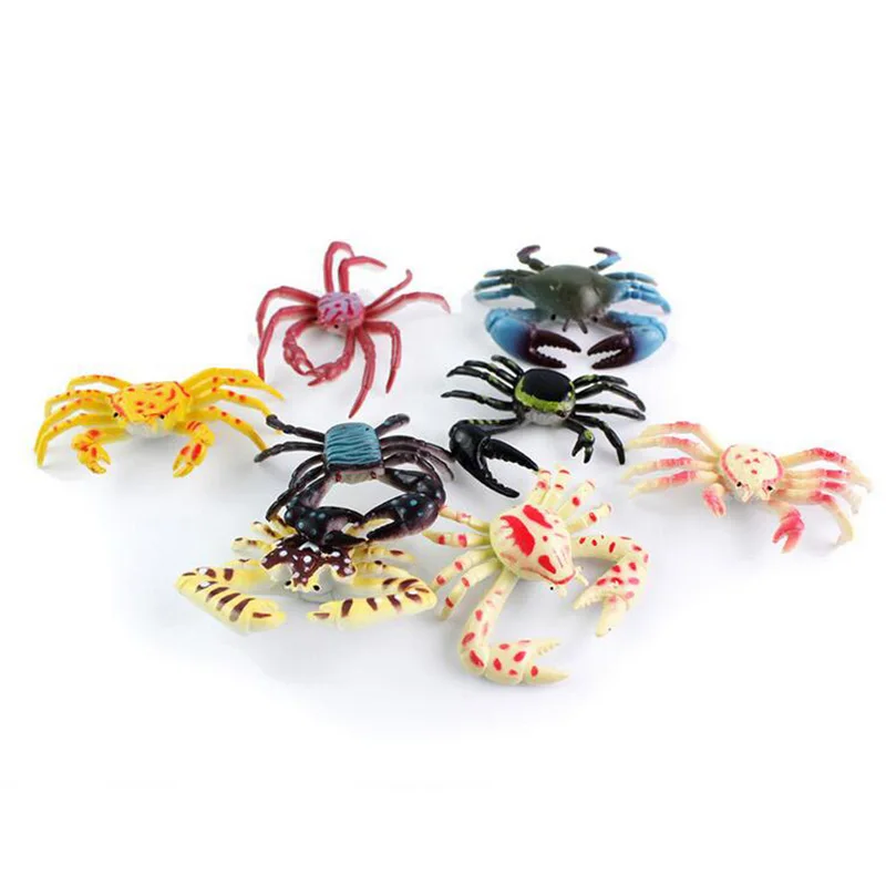 8pcs Crab Kawaii Мини имитация черепаха Краб статуэтки, миниатюры сад Фея Террариум с мхом Diy домашний декор бонсай ремесло ПВХ животные модель - Цвет: 8pcs Crab