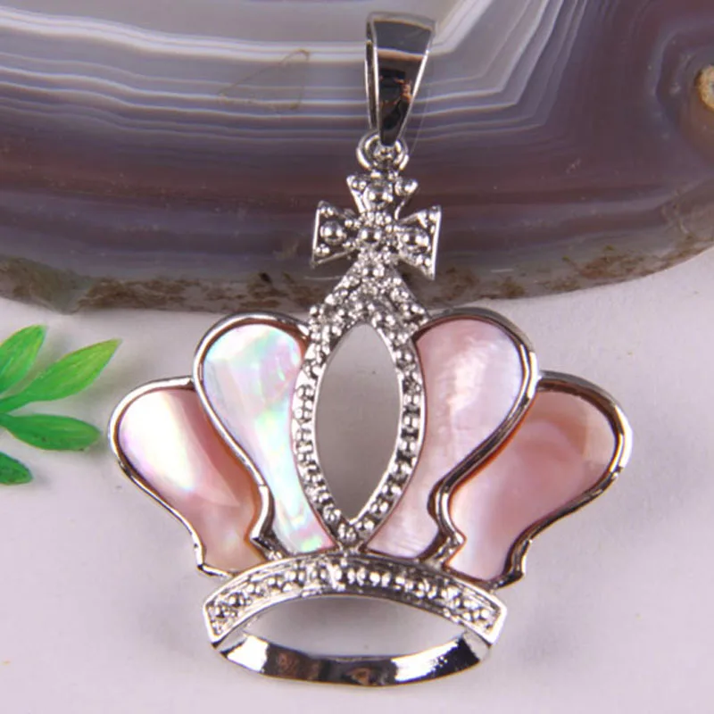 Натуральная Розовая ракушка из бисера подвеска в виде короны ювелирные изделия